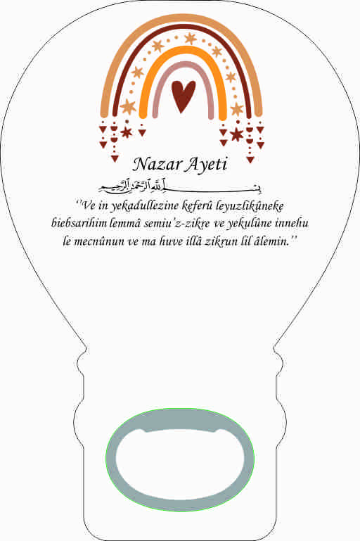 Gökkuşağı Desenli Nazar Ayetli Balon Açacak Magnet