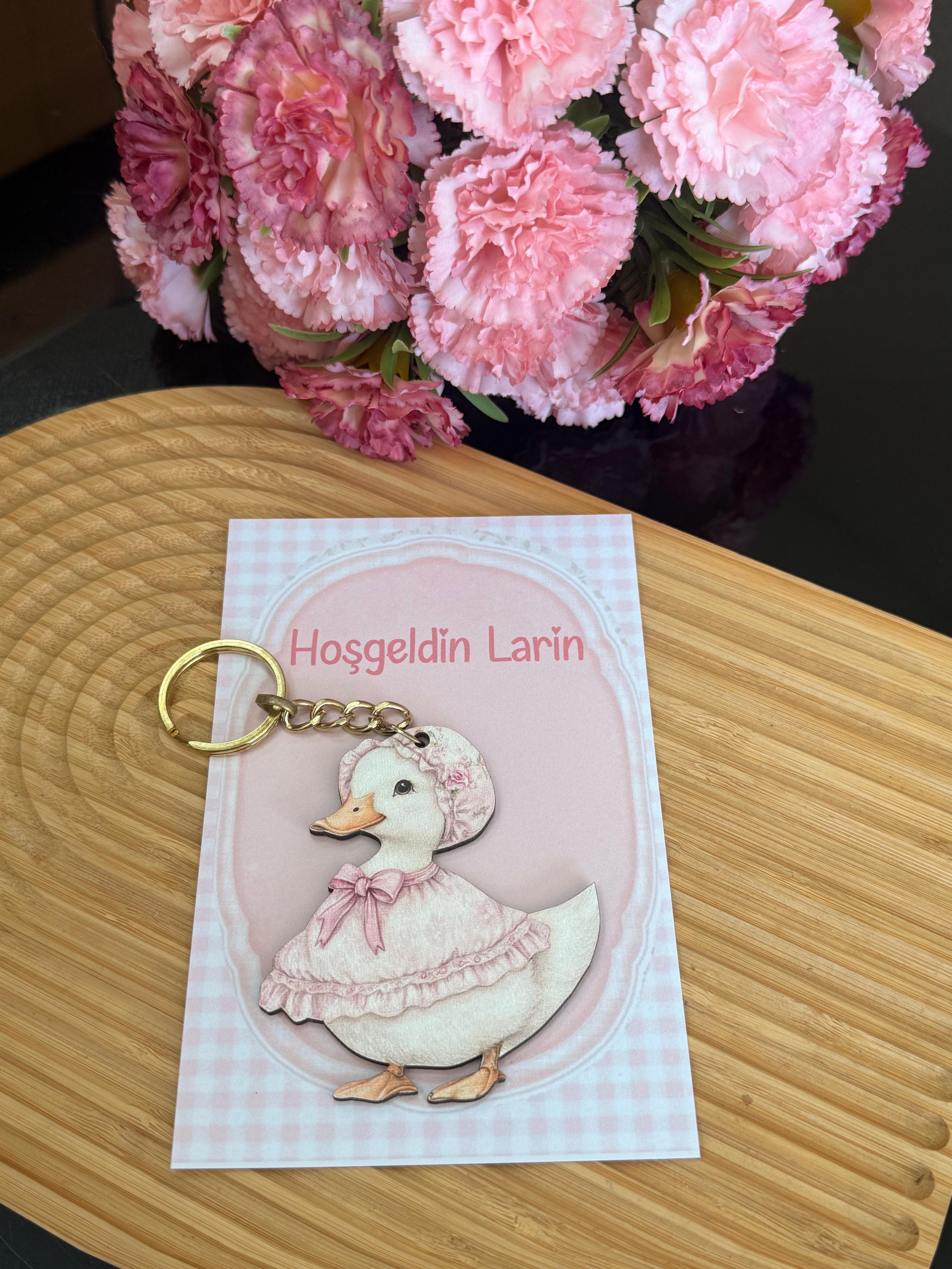 Kartlı Ördek Ahşap Anahtarlık